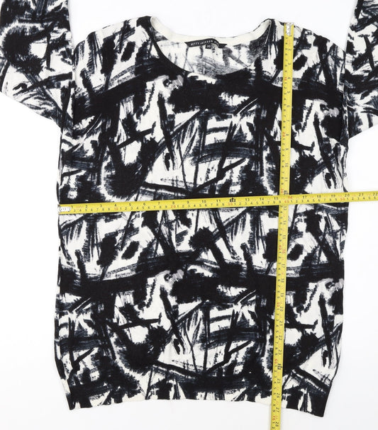 Betty Jackson Black Womens Black Art Print Cotton Pullover Jumper Size 20