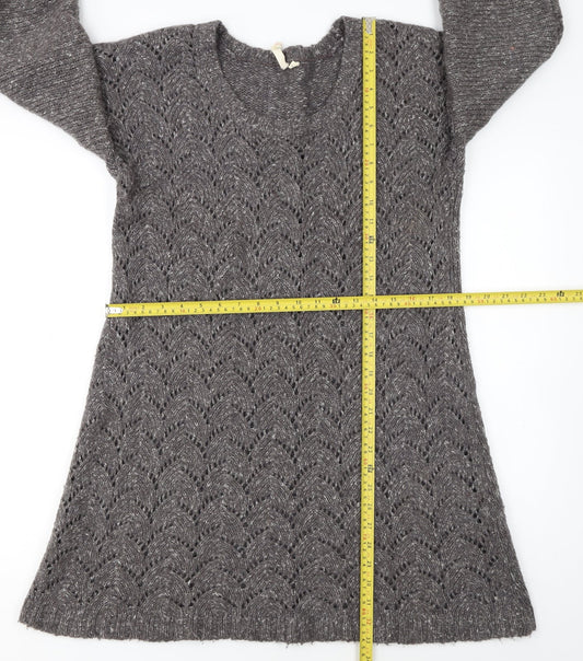 White Stuff Women's Grey Wool Blend Jumper Dress Size 16