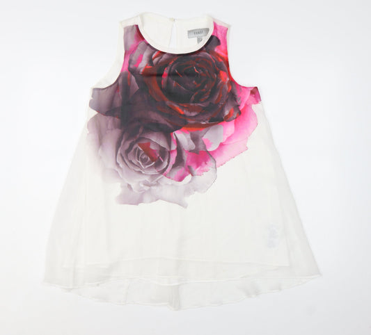 Coast Womens Multicoloured Floral Chiffon Tunic Top UK 6 Sleeveless