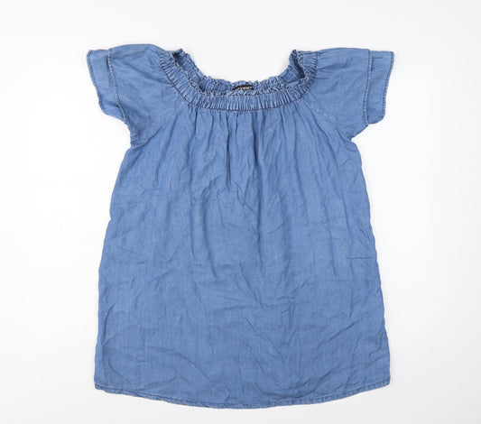 Additional front view of Peacocks Maternity Blue Lyocell Tunic Blouse, size 12