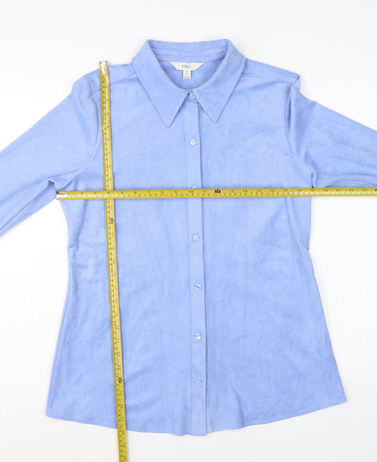 Marks and Spencer Women’s Blue Long Sleeve Button-Up Shirt Size 14