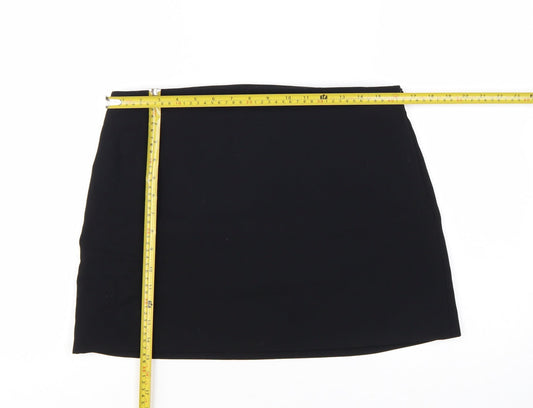 Zara Women Black L Short Pencil Skirt Polyester Twill Workwear