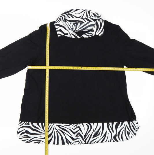Evans Women's Black Zebra Print Collar Tunic Blouse Size 20