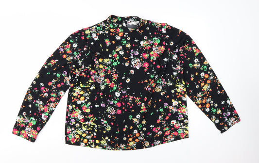 H&M Womens Multicoloured Floral High Neck Long Sleeve Blouse Size 12