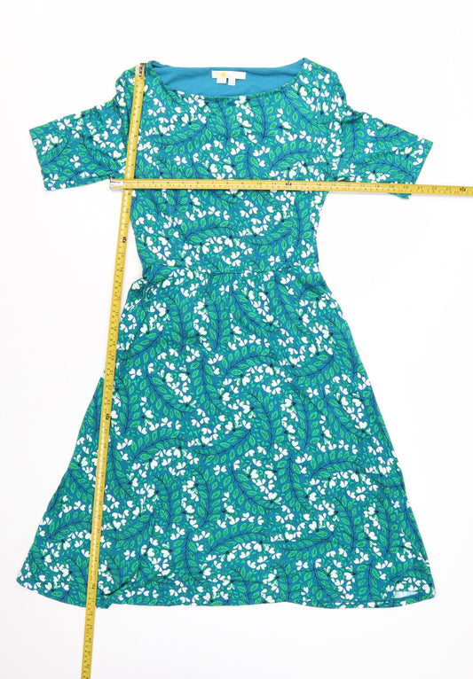 Boden Women Blue Floral Fit & Flare Jersey Dress Size 10