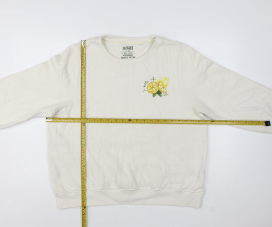 FatFace Women White Lemon Print Pullover Sweatshirt UK 16