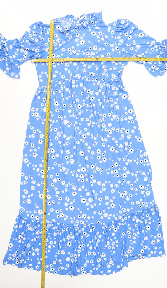 ASOS Women’s Blue Floral Midi Fit & Flare Dress Size 12