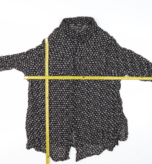 H&M Women’s Black Geometric Button-Up Shirt Size 14