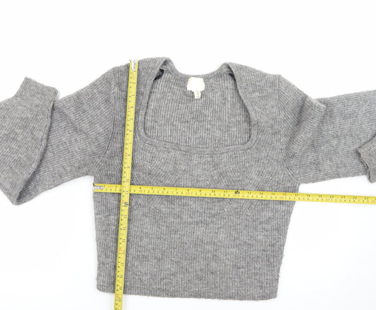 H&M Women’s Grey Slim Fit Knit Pullover Jumper Size 12
