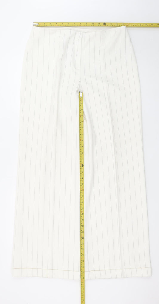 Next Women’s White Pinstripe Wide-Leg Dress Trousers Size 14 XL