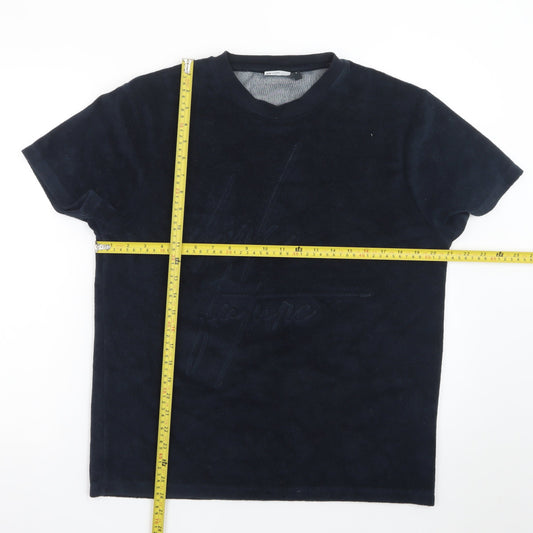 ASOS DESIGN Men's Black Short Sleeve Crew Neck Velour T-Shirt Size M