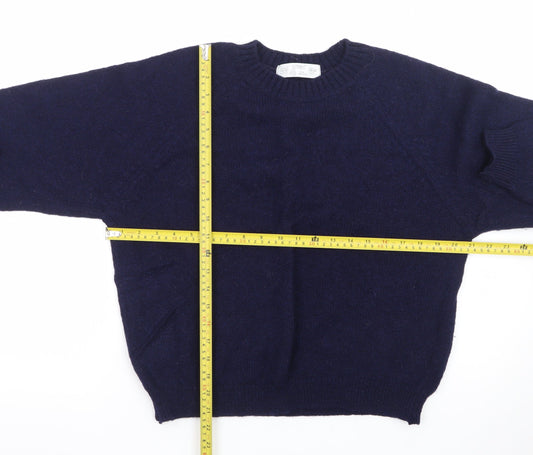 Marks & Spencer Women Navy Blue Wool Crew Neck Jumper Size 16/18