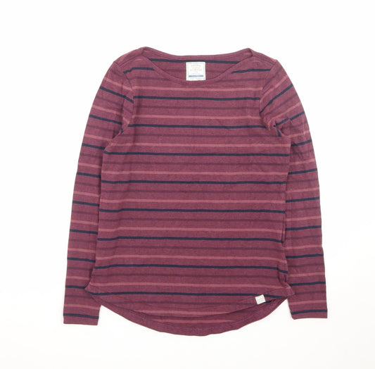 Fat Face Women's Purple Striped Long Sleeve Cotton T-Shirt Size 8