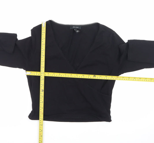 New Look Women's Black Long Sleeve Wrap Jersey Top Size 14