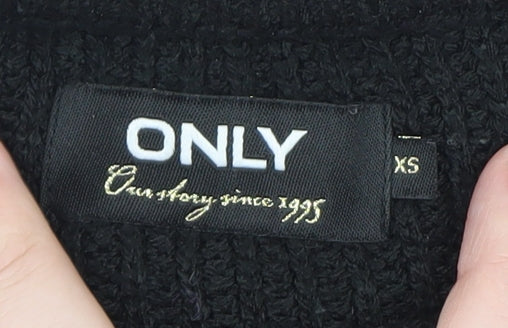 Brand and care label for Only women’s black chunky knit crew neck long sleeve jumper xs
