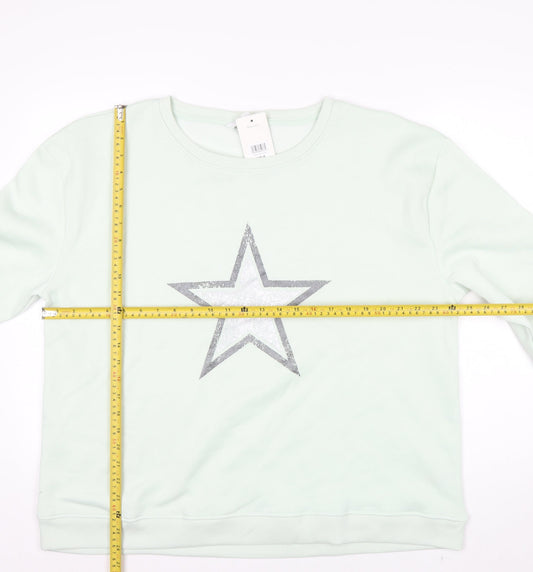 Bonmarché Women’s Mint Green Star Sweatshirt Size 18 Polyester Cotton Blend