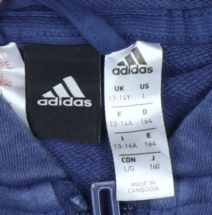 Additional view of Adidas boys’ blue full zip hoodie 13-14 years cotton blend lined sportswear