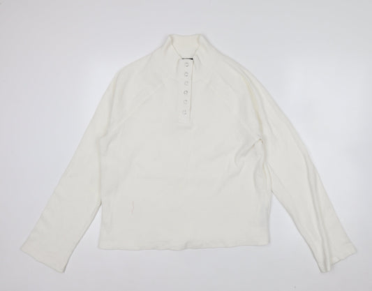 ASOS DESIGN Women's Ivory Mock Neck Button-Up Top Size S