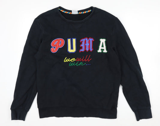 Additional front view of Puma women’s black medium pullover sweatshirt embroidered logo