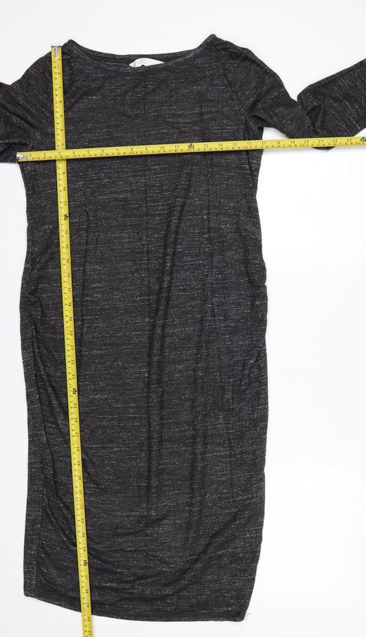 H&M Maternity Grey Jersey Bodycon Dress Women’s Size M Long Sleeve