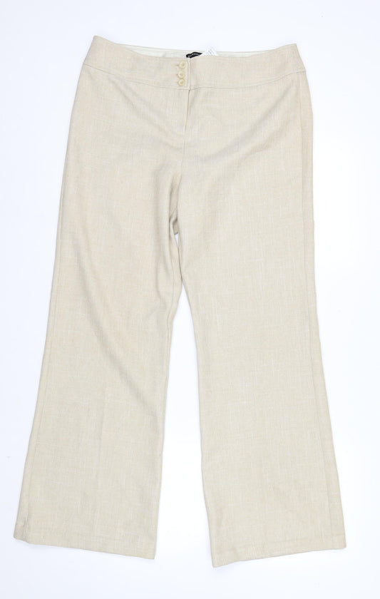 Dorothy Perkins Women’s Beige Wide-Leg Trousers Size 14 Classic Fit