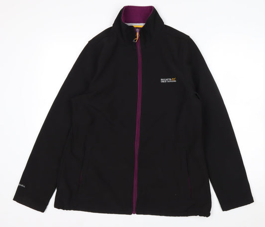 Regatta Womens Black Softshell Jacket Size 16 Water Resistant Outdoor