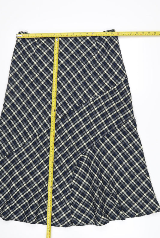 Anna Rose Women Blue Checked A-Line Midi Skirt Size 12
