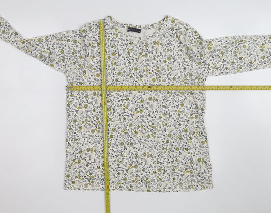 Marks and Spencer Women’s Floral Long Sleeve T-Shirt Size 16 White Cotton Blend