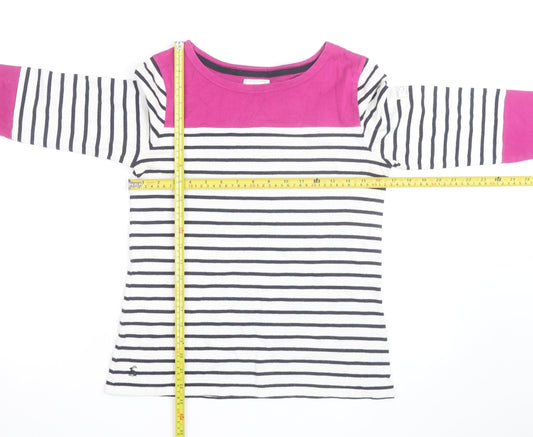 Joules Women’s Multicoloured Striped 3/4 Sleeve Cotton T-Shirt Size 10