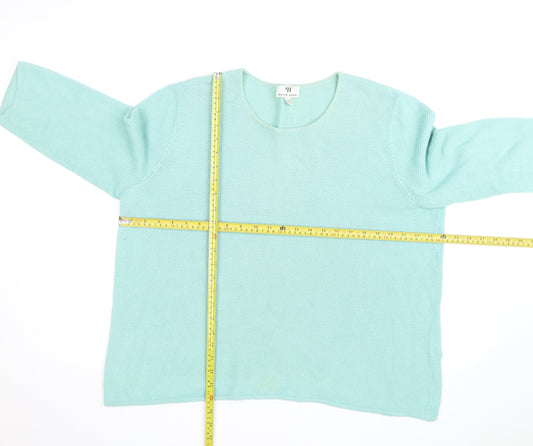 Peter Hahn Women Green Cotton 3/4 Sleeve Pullover Jumper Size 24