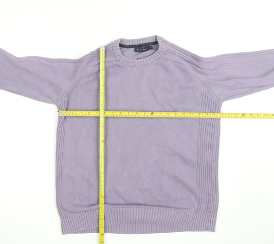 James Pringle Men's Purple Cotton Crew Neck Jumper Size M