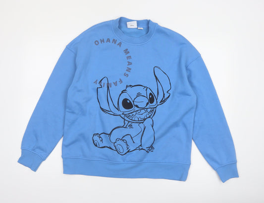 Front view of Disney Women’s Blue Stitch Pullover Sweatshirt, size S