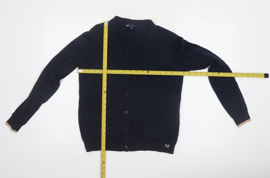 Crew Clothing Company Womens Blue Cotton Blend V-Neck Cardigan Size 12