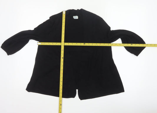 Oasis Women’s Black 3/4 Sleeve Open Knit Cardigan Size 14