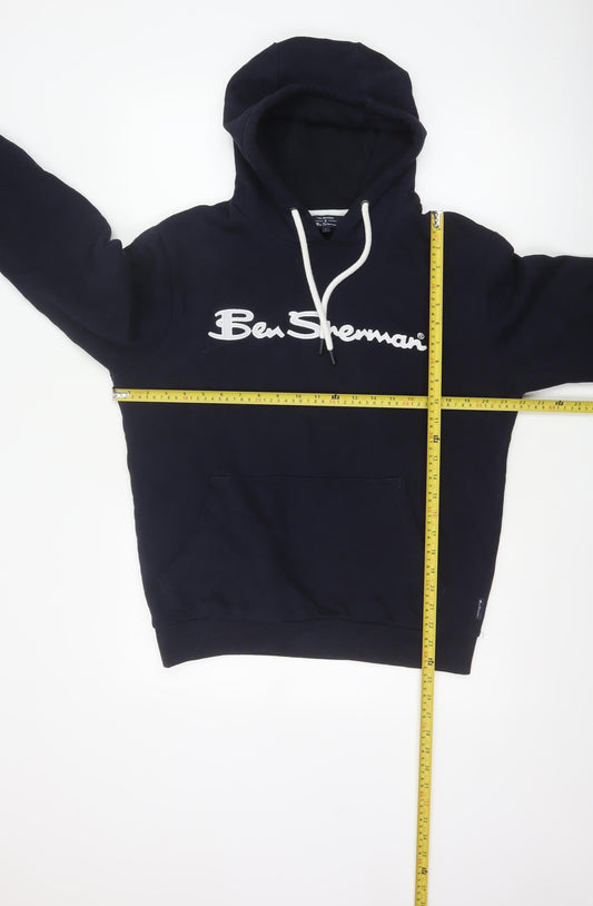 Ben Sherman Men's Navy Cotton Pullover Hoodie Small