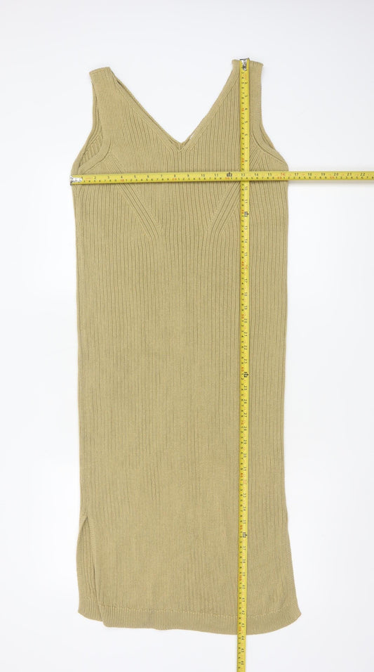 Tu Women Beige Size 12 Sleeveless Knit Bodycon Midi Dress