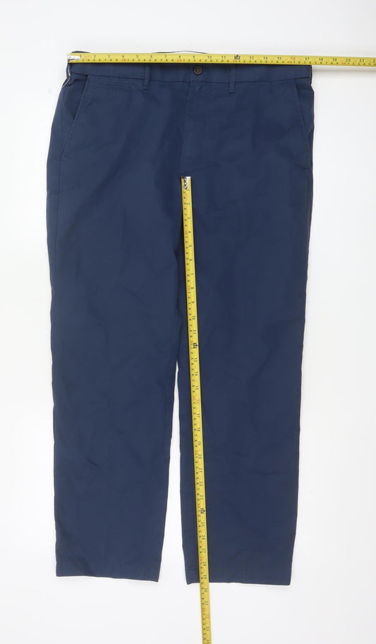 Marks and Spencer Men's Blue Regular Fit Chino Trousers Size 36