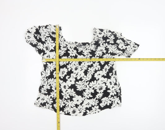 Marks and Spencer Women's Black Floral Tunic Blouse Size 10