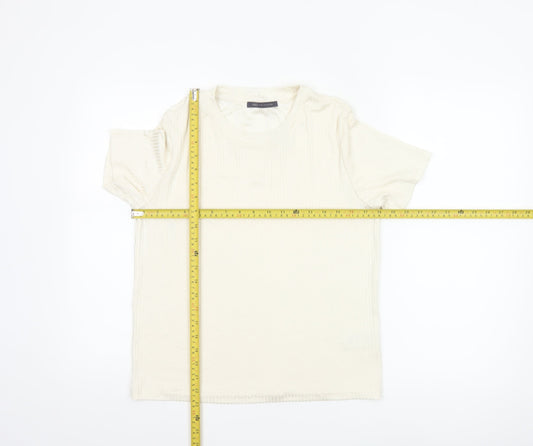 Marks and Spencer Womens Ivory Short Sleeve Basic T-Shirt Size 14
