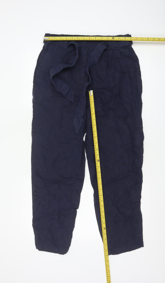Marks and Spencer Women’s Blue Linen Paperbag Trousers Size 12