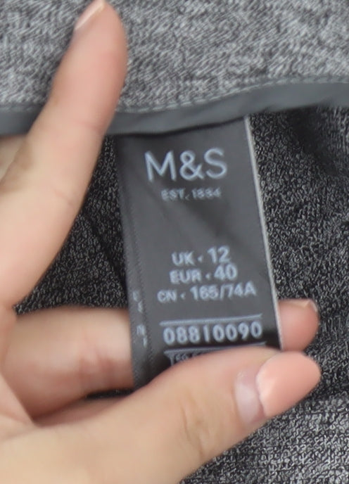 Marks and Spencer Women's Grey Pleated Wide-Leg Trousers Size 12