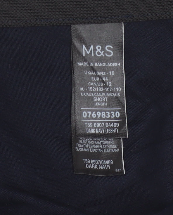 Marks and Spencer Women Blue Size 16 Straight Leg Stretch Trousers