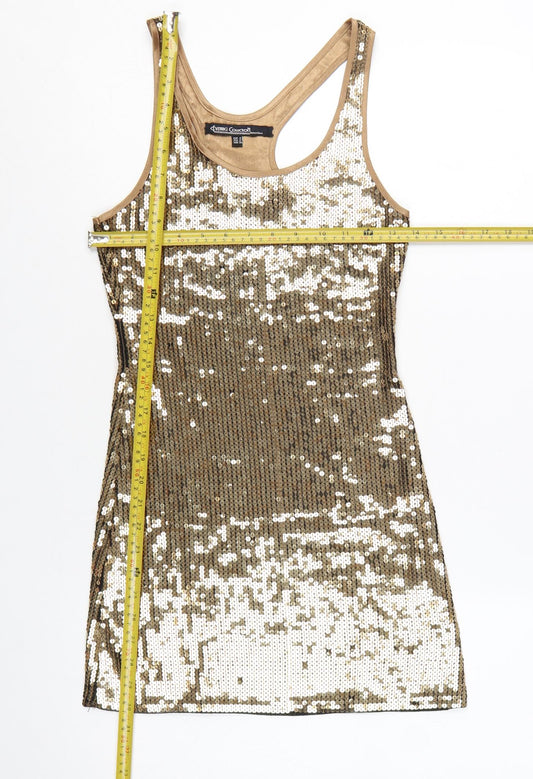 Evening Collection Women Gold Sequin Bodycon Dress Size 10
