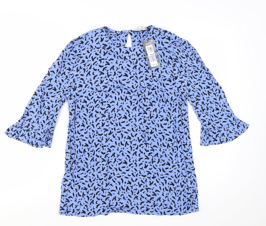 Marks & Spencer Women’s Blue Animal Print Viscose Tunic Blouse Size 8