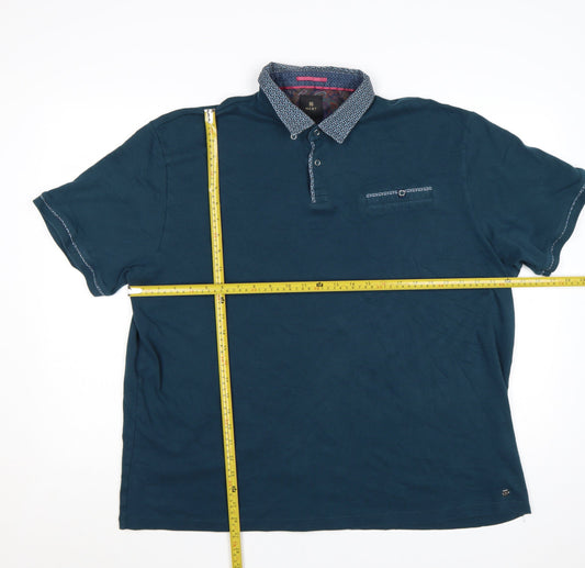 Next Men's Blue 3XL Short Sleeve Cotton Polo Shirt