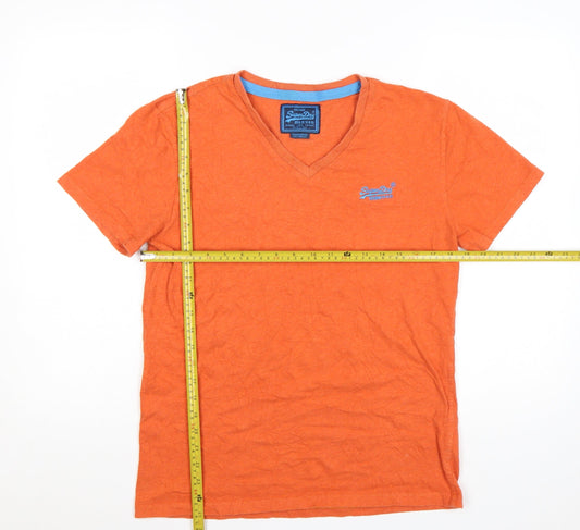 Superdry Men's Orange Vintage V-Neck Slim Fit T-Shirt Size M