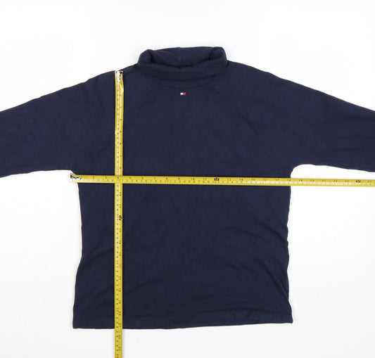 Tommy Jeans Women's Blue Roll Neck Long Sleeve Cotton Top Size L