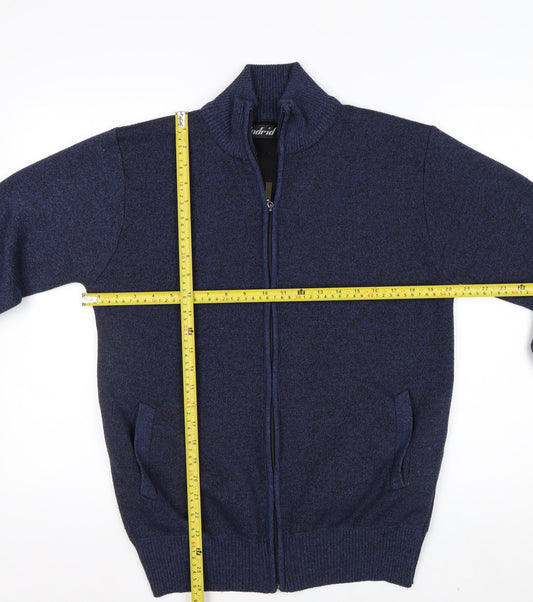 Andrid Men's Blue Wool Blend Full Zip Jumper XL Classic Knit