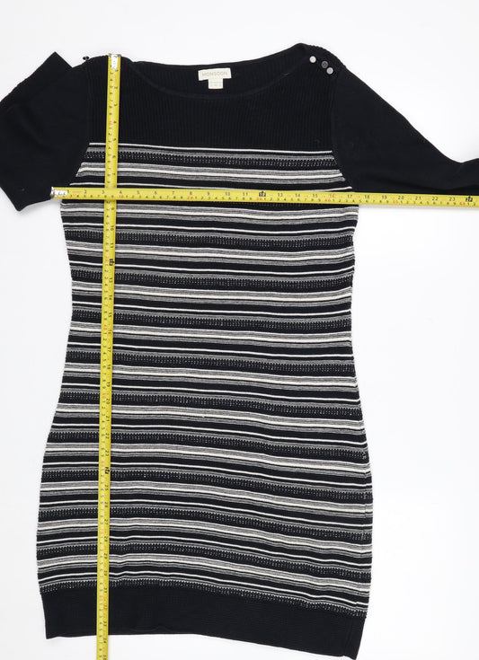 Monsoon Women’s Black Striped Cotton Jumper Dress Size 12