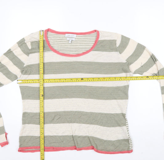 Kew 159 Womens XL Multicoloured Striped Linen Pullover Jumper